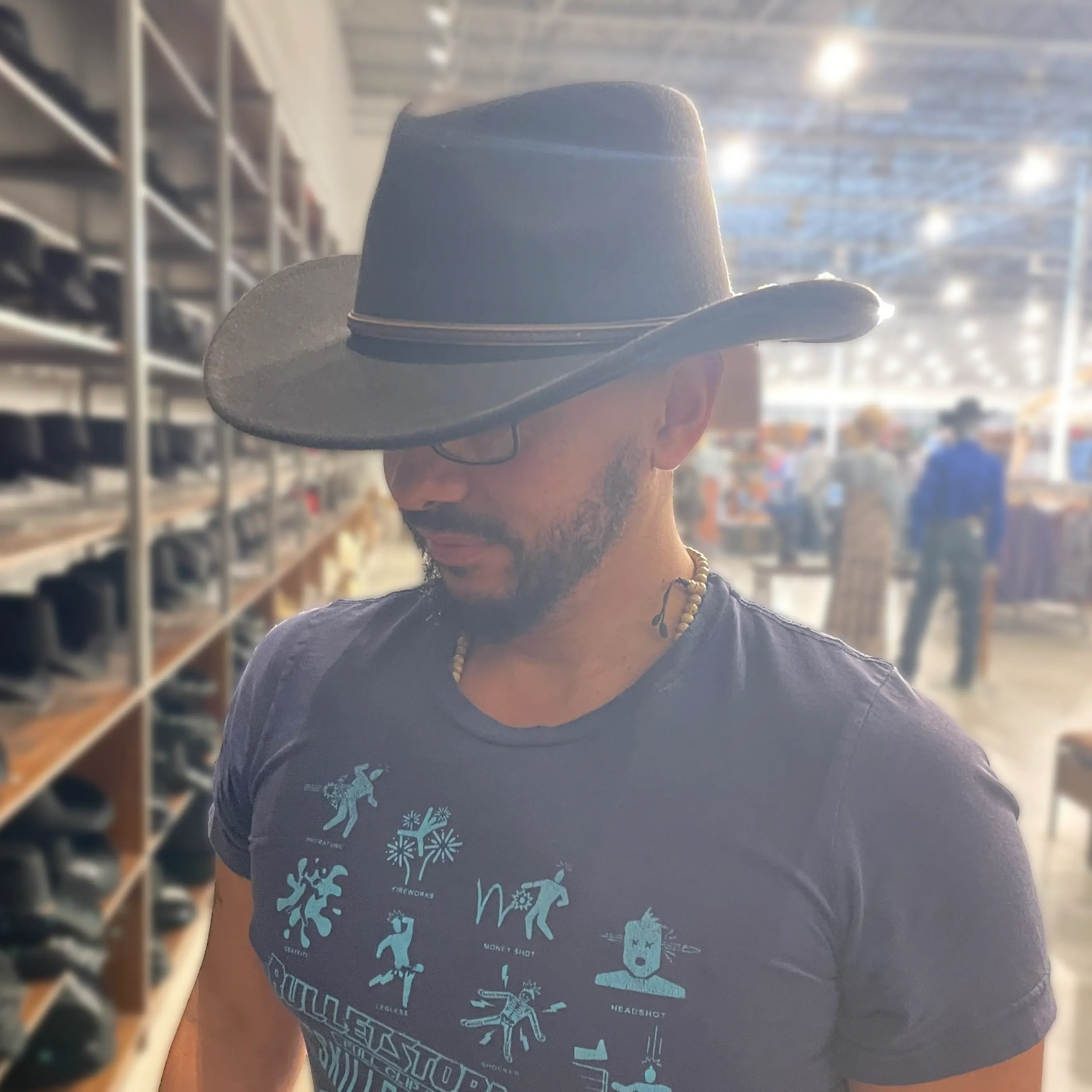 Steve Rios wearing a cowboy hat